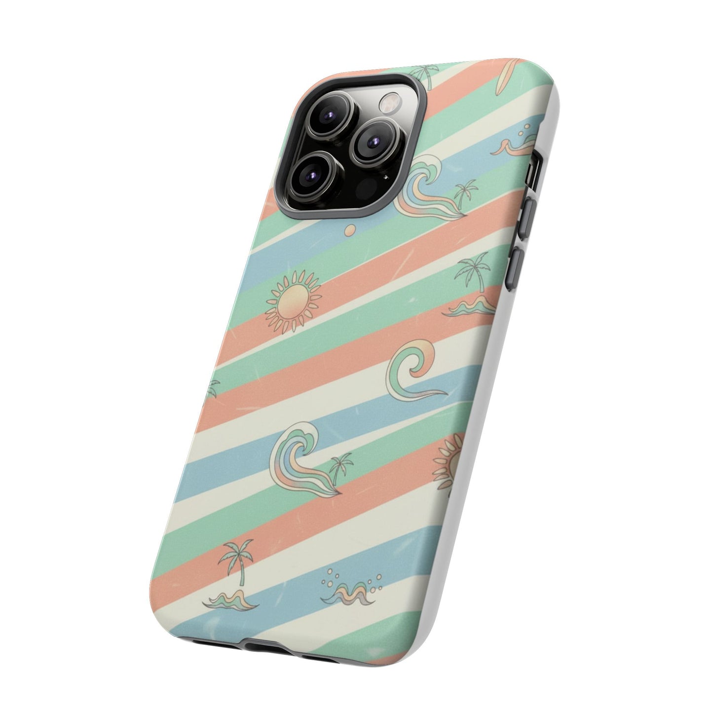 Surf Stripe Tough Phone Case — Retro Beach Waves Pattern