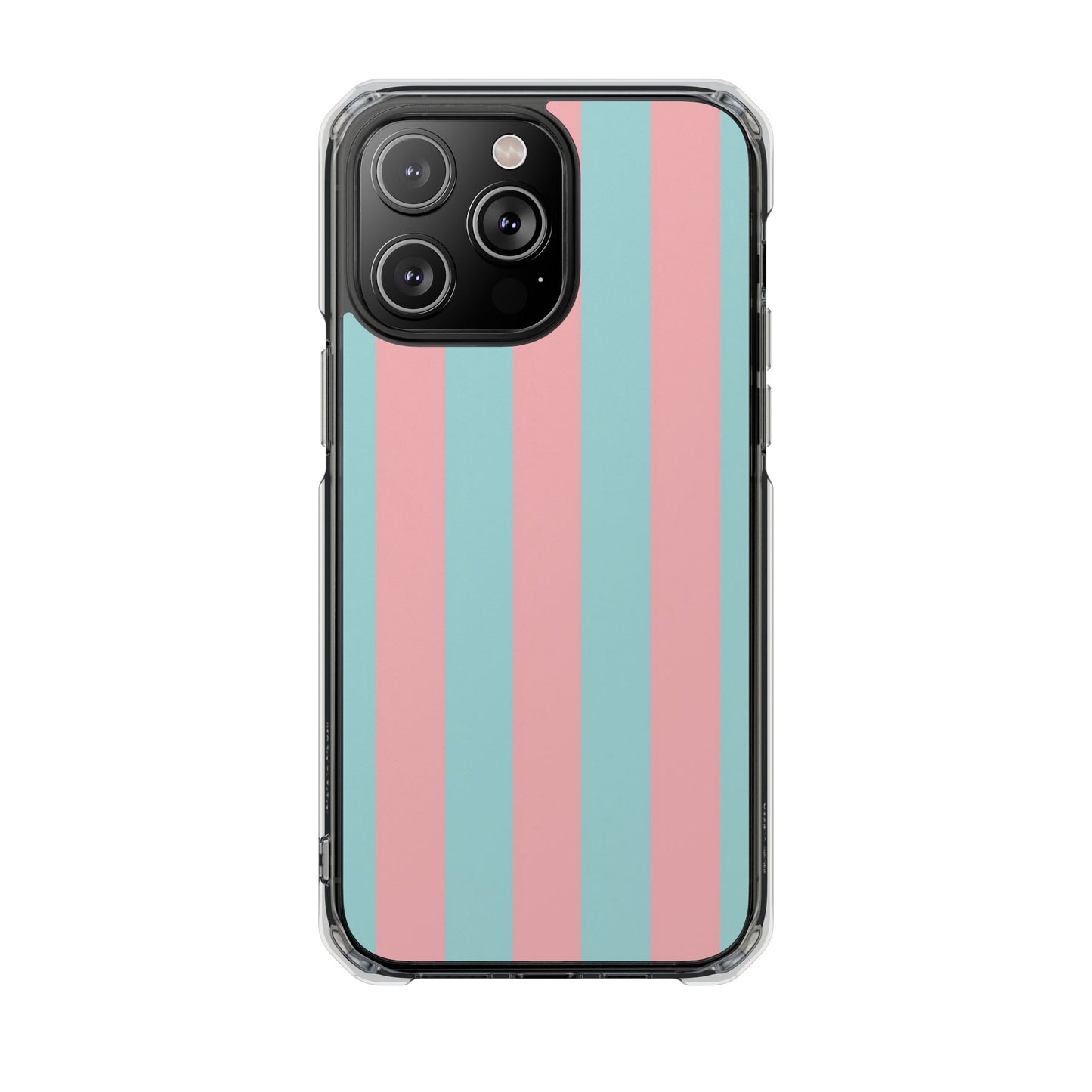 Pink and Blue Stripe Magnetic Clear Phone Case