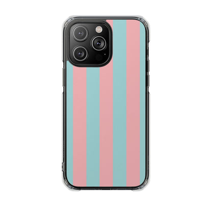 Pink and Blue Stripe Magnetic Clear Phone Case