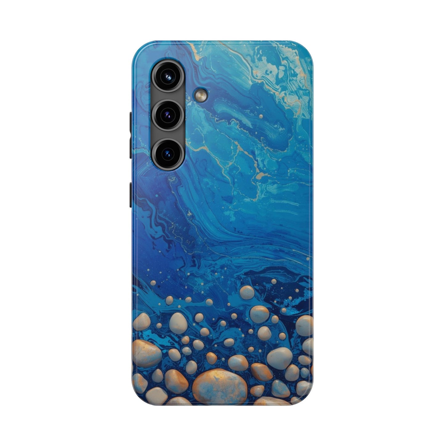 Blue Ocean Pebble Tough Phone Case — Protective Artistic Marble Design