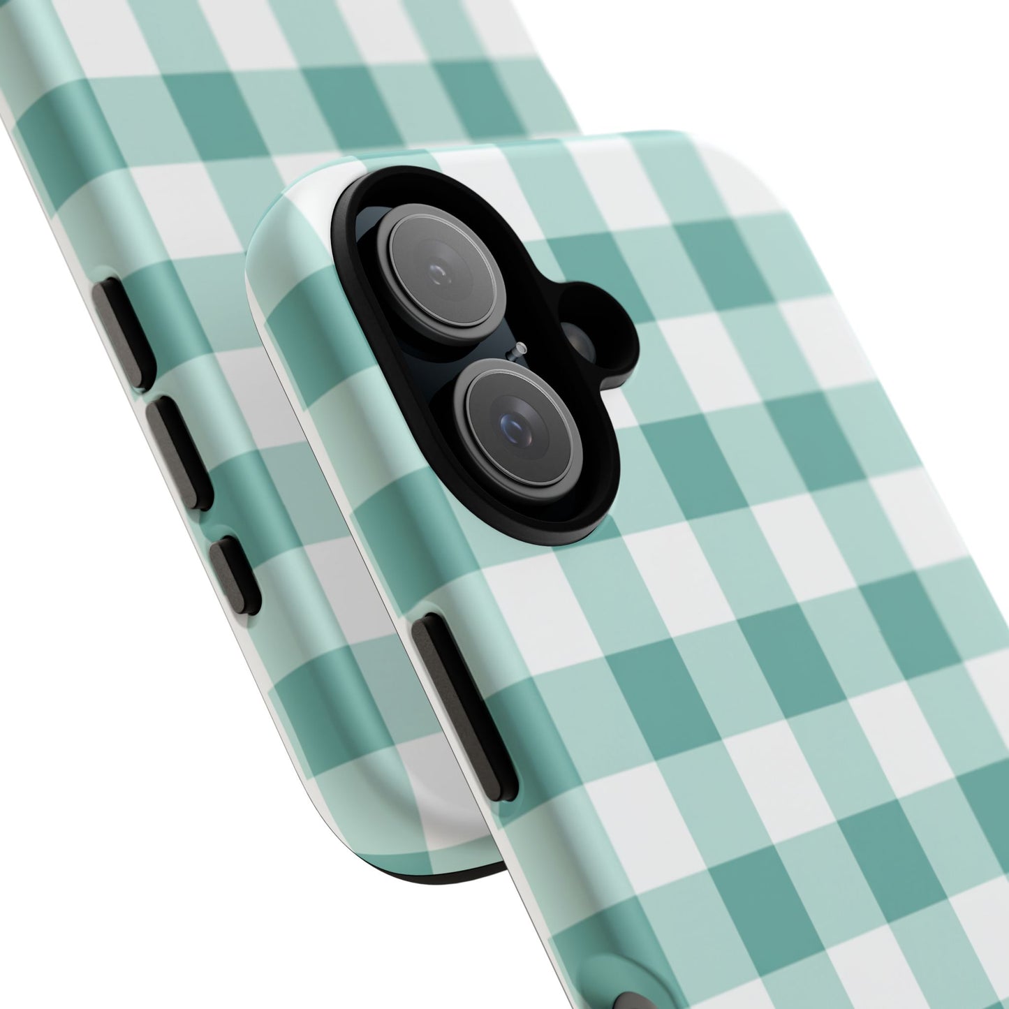 Mint Green Buffalo Check Tough Phone Case — Durable Plaid Protective Cover
