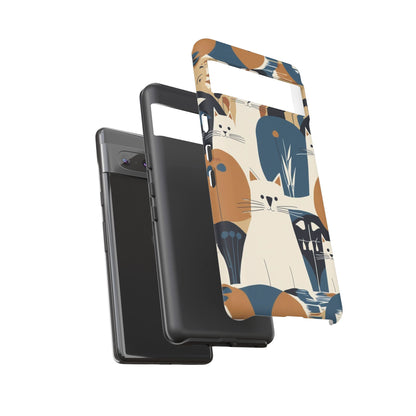 Cat Pattern Phone Case – Retro Abstract Cats Protective iPhone Cover