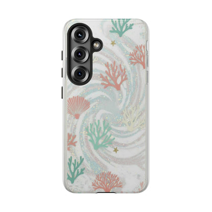 Seafoam Coral Tough Phone Case - Pastel Ocean Wave Design