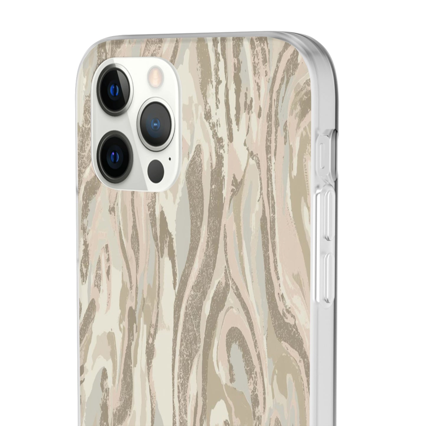 Neutral Marble Swirl Flexi Phone Case — Beige Abstract Protective Cover