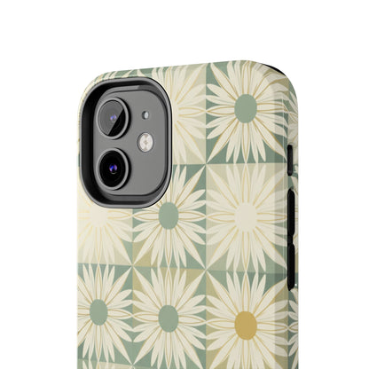 Retro Daisy Tough Phone Case — Vintage Floral Protective Cover for iPhone