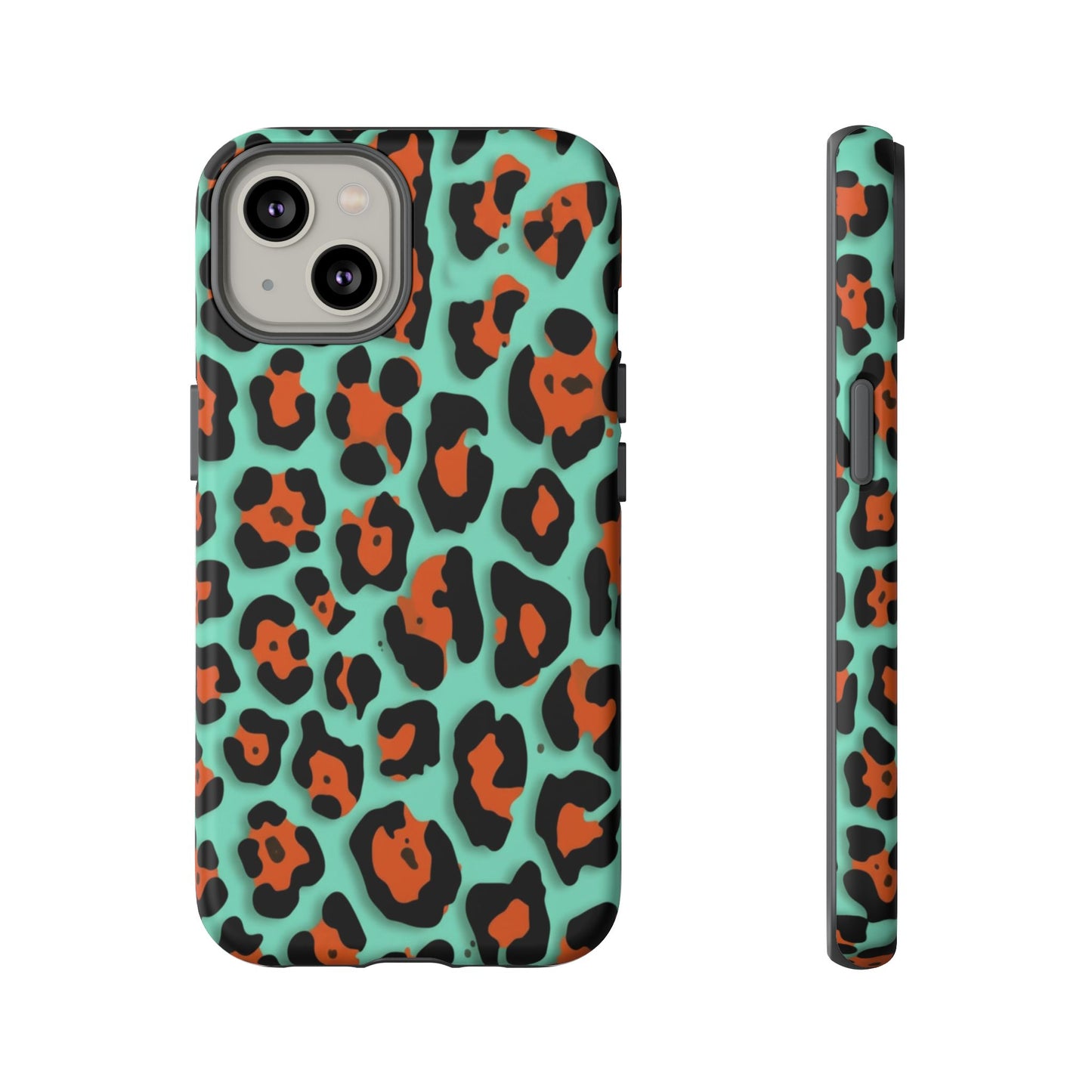 Teal & Rust Leopard Phone Case — Tough Protective Animal Print