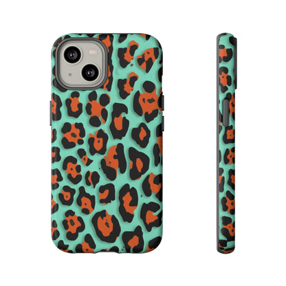 Teal & Rust Leopard Phone Case — Tough Protective Animal Print