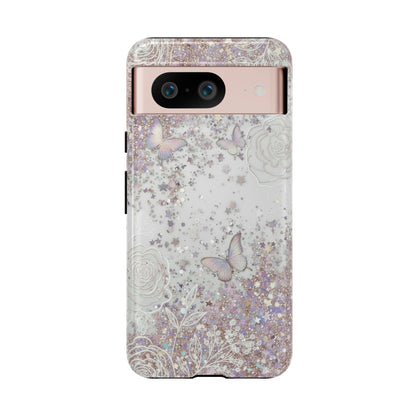 Butterfly Glitter Tough Phone Case — Floral Sparkle Protective Case