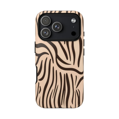 Zebra Stripe Tough Phone Case – Neutral Animal Print Protective Cover