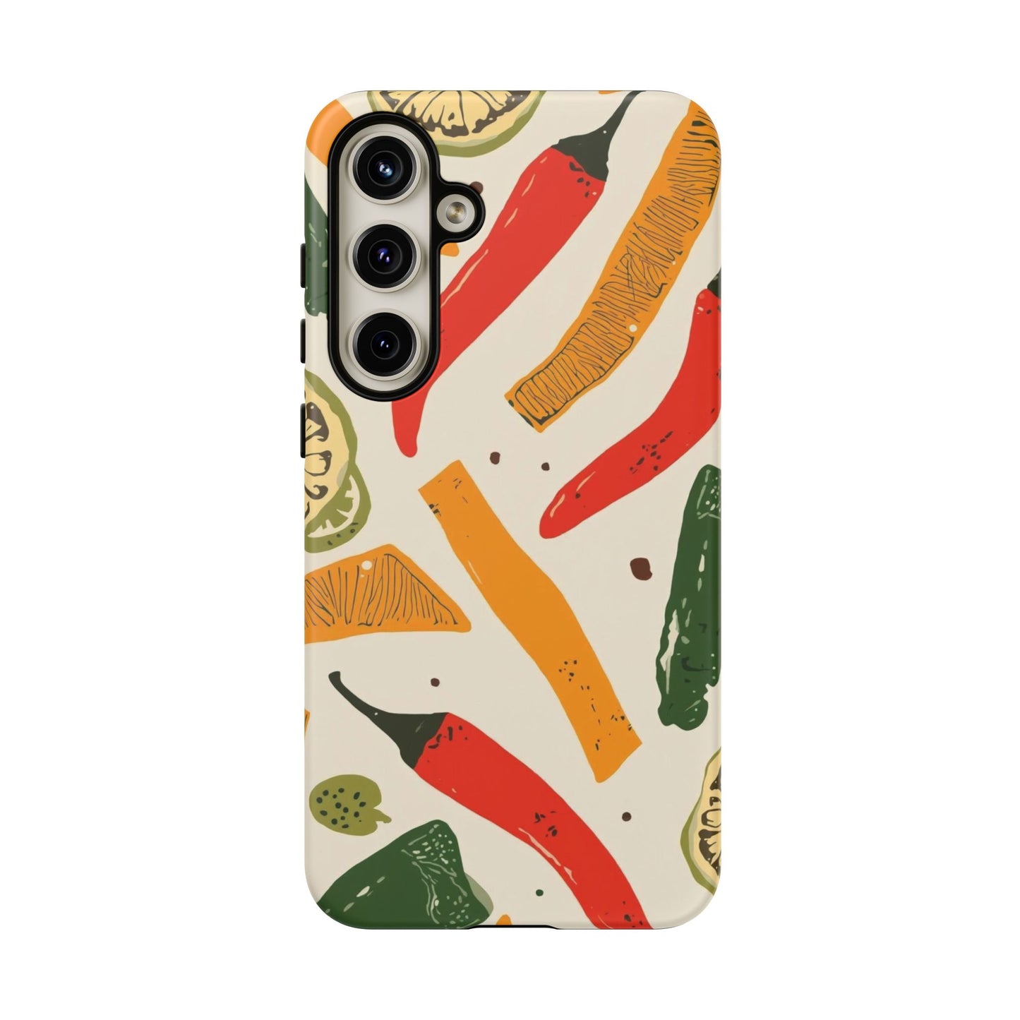Spicy Peppers Phone Case – Colorful Chili, Lime & Citrus Pattern