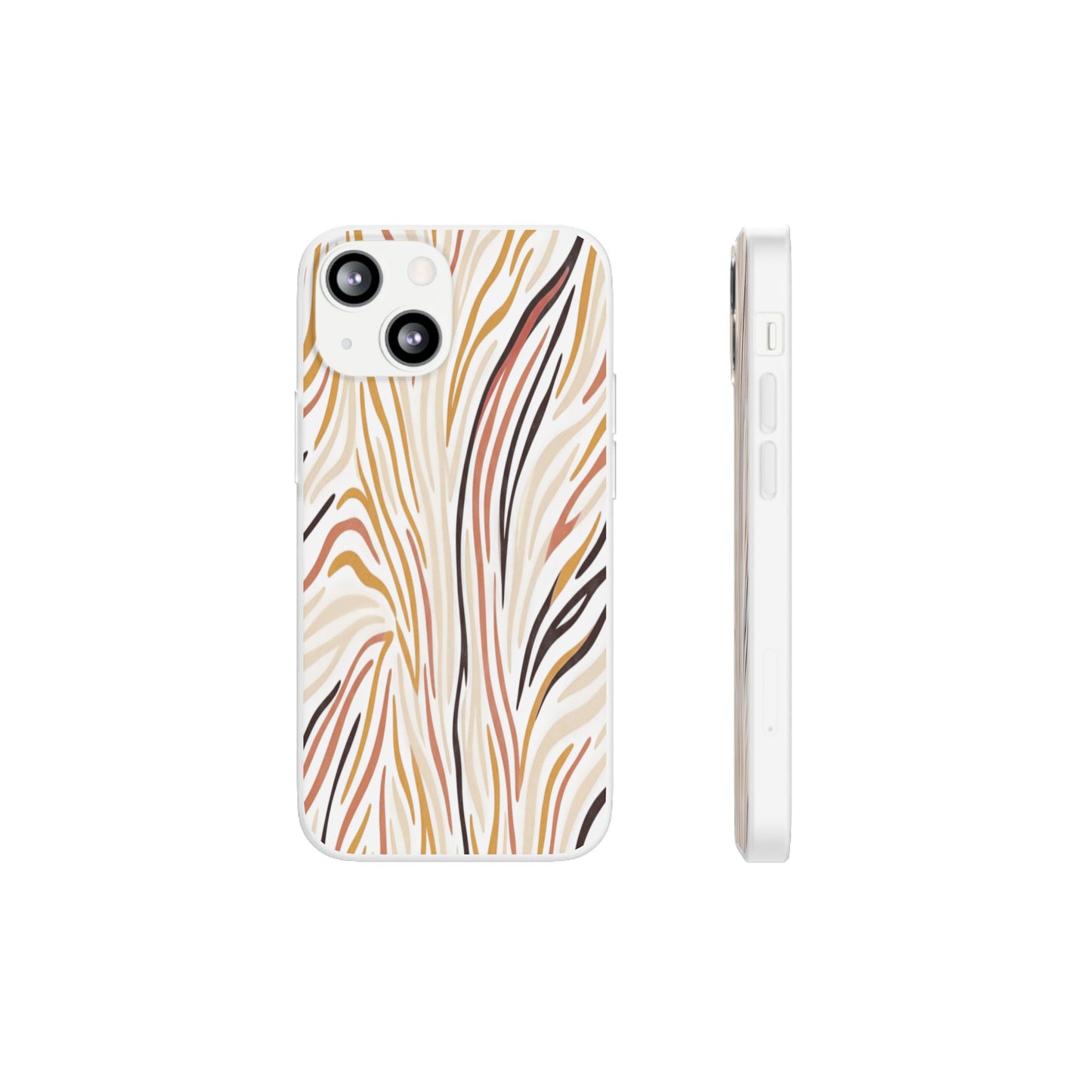 Marbled Neutral Stripe Phone Case — Abstract Beige & Terracotta Flexi Case