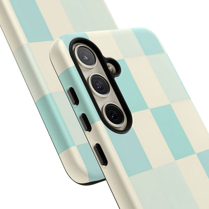 Pastel Checkerboard Tough Case – Mint & Cream Protective Phone Cover