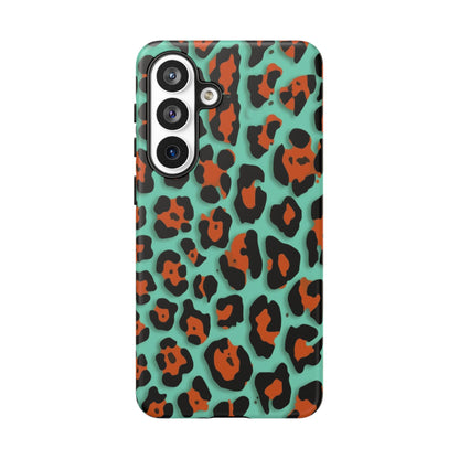 Teal & Rust Leopard Phone Case — Tough Protective Animal Print