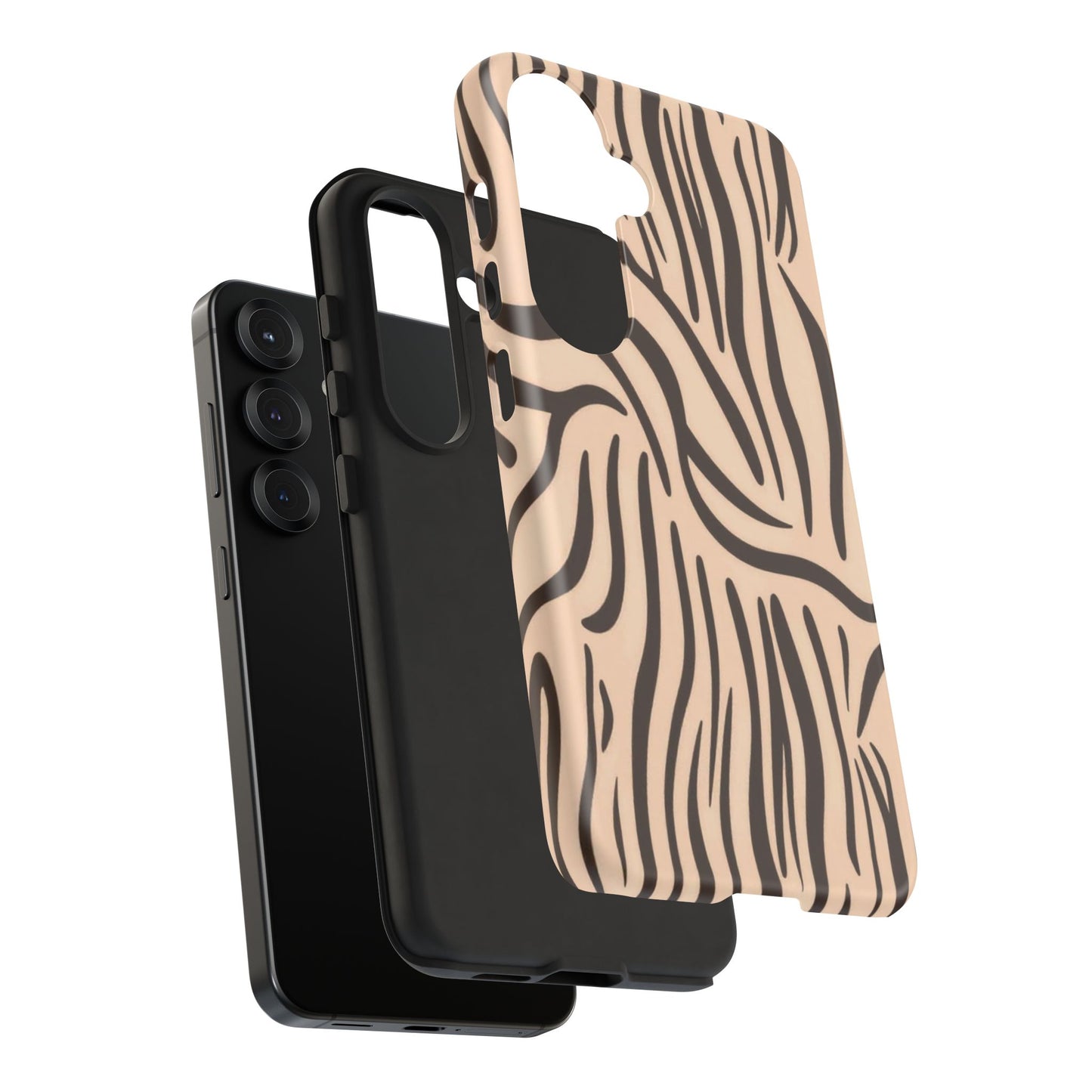 Zebra Stripe Tough Phone Case – Neutral Animal Print Protective Cover