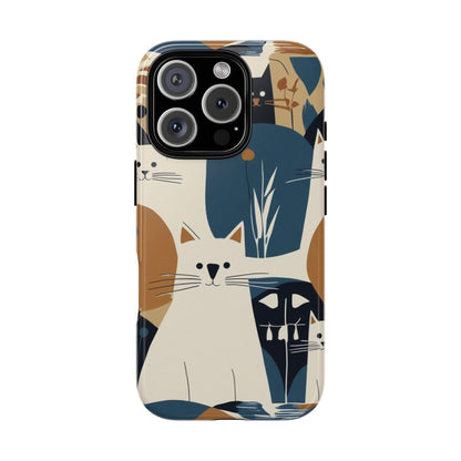 Cat Pattern Phone Case – Retro Abstract Cats Protective iPhone Cover
