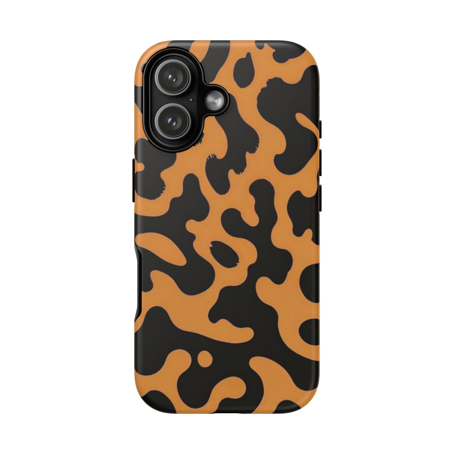 Leopard Print Phone Case — Orange & Black Tough Pattern Protective Cover