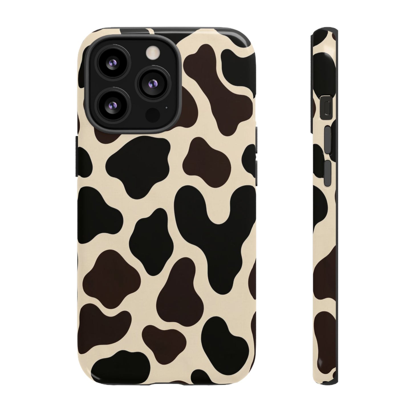 Cow Print Phone Case — Black & Cream Protective  Case