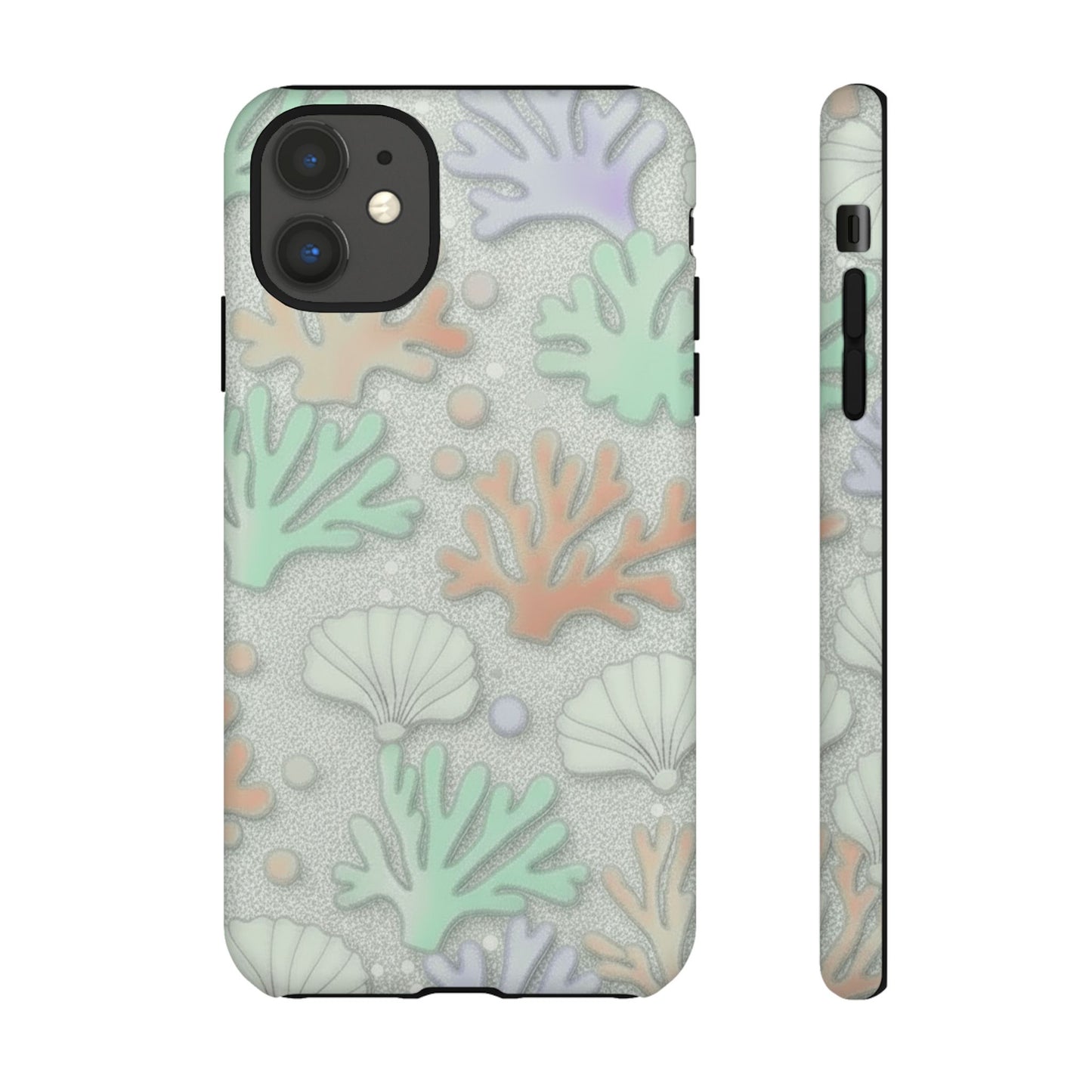 Pastel Coral Reef Tough Phone Case – Sea Shell & Coral Pattern Durable Protector