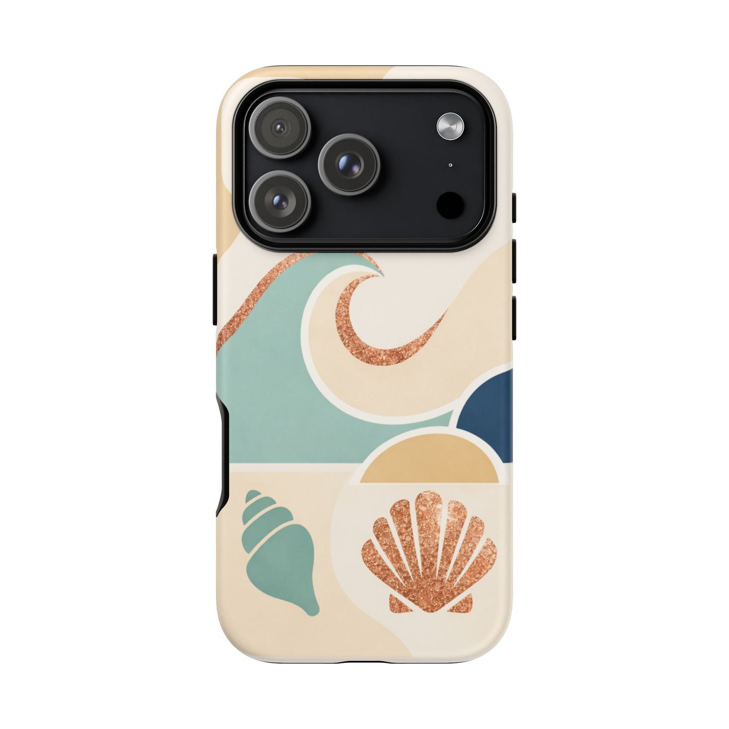 Sea Breeze Tough Phone Case — Retro Waves & Shells Design