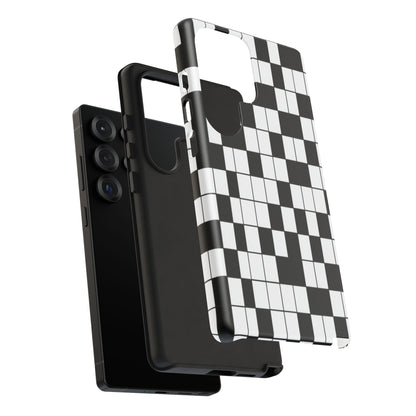 Crossword Grid Phone Case — Black & White Puzzle Pattern Tough Phone Cover