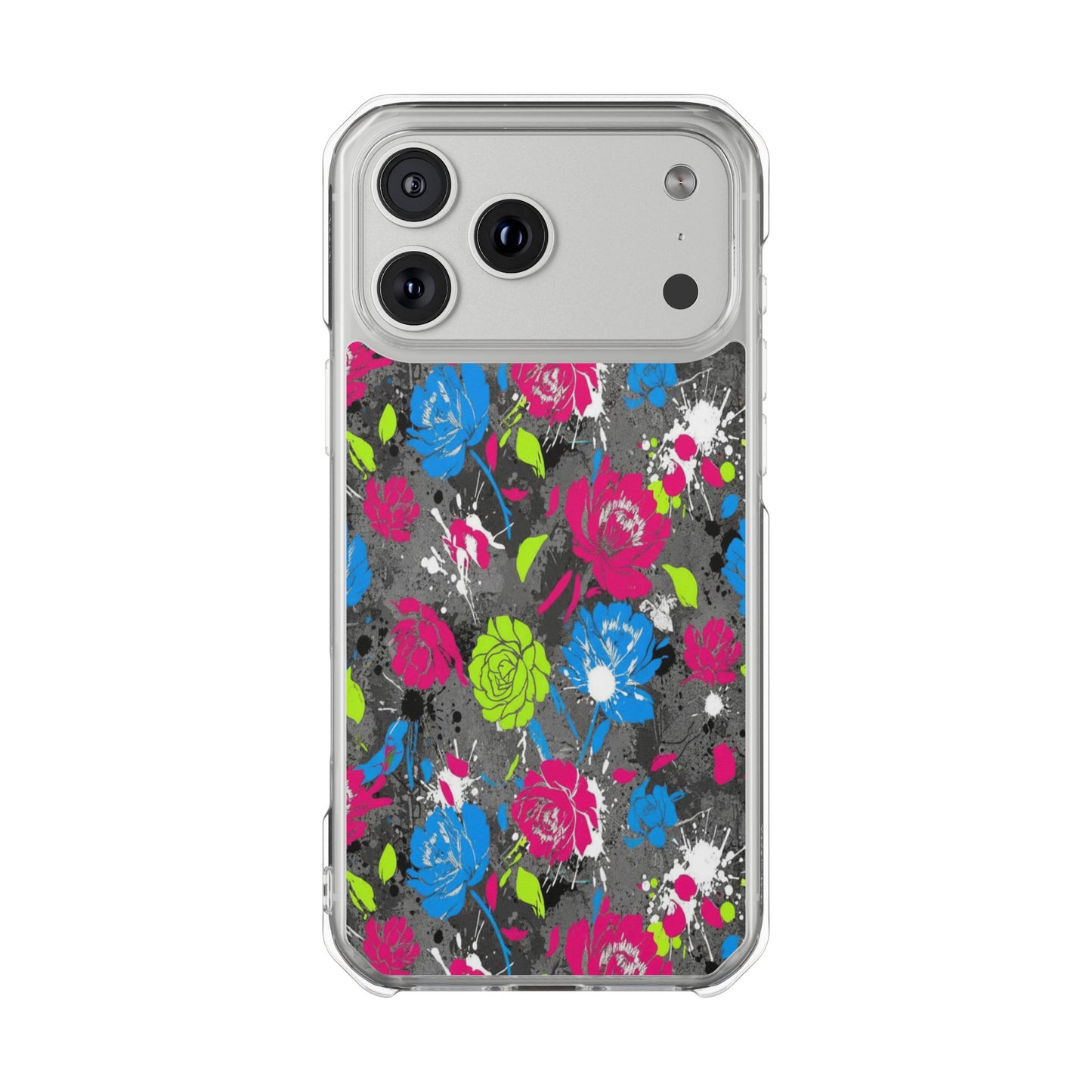 Copy of Clear Magnetic Phone Case — Bright Tropical Floral Impact Protection