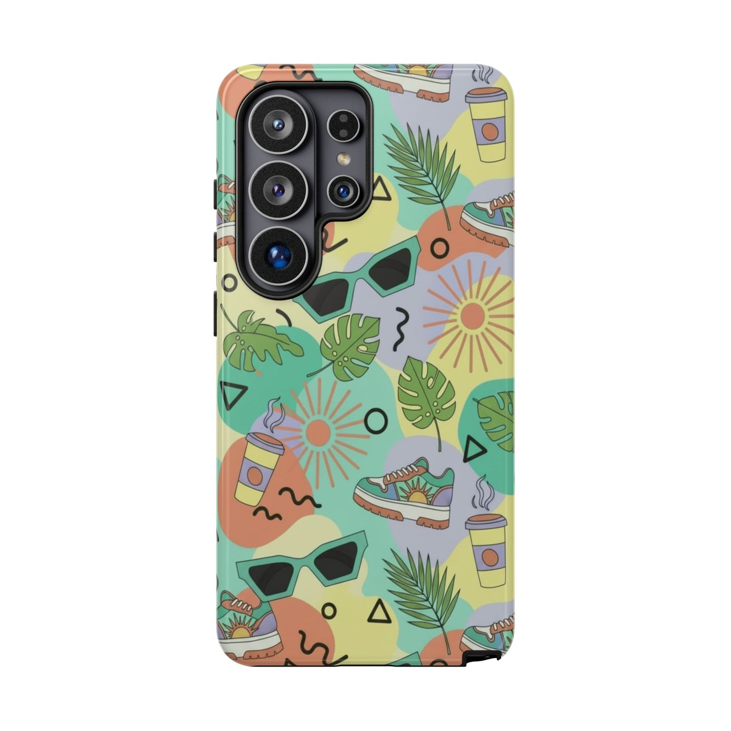 Tropical Summer Phone Case — Retro Sunglasses, Sneakers & Palm Pattern