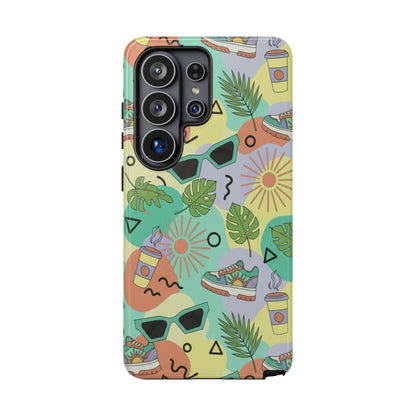 Tropical Summer Phone Case — Retro Sunglasses, Sneakers & Palm Pattern