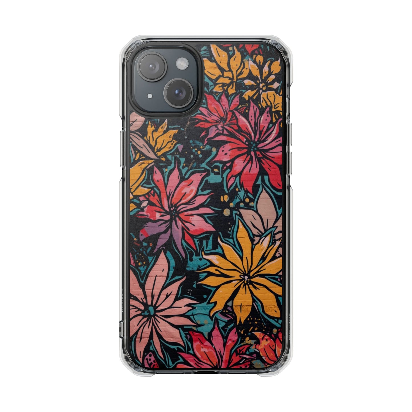 Clear Impact Phone Case — Vibrant Floral Poinsettia Design (Magnetic)