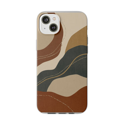 Abstract Earth Tone Phone Case — Boho Wavy Flexi Case