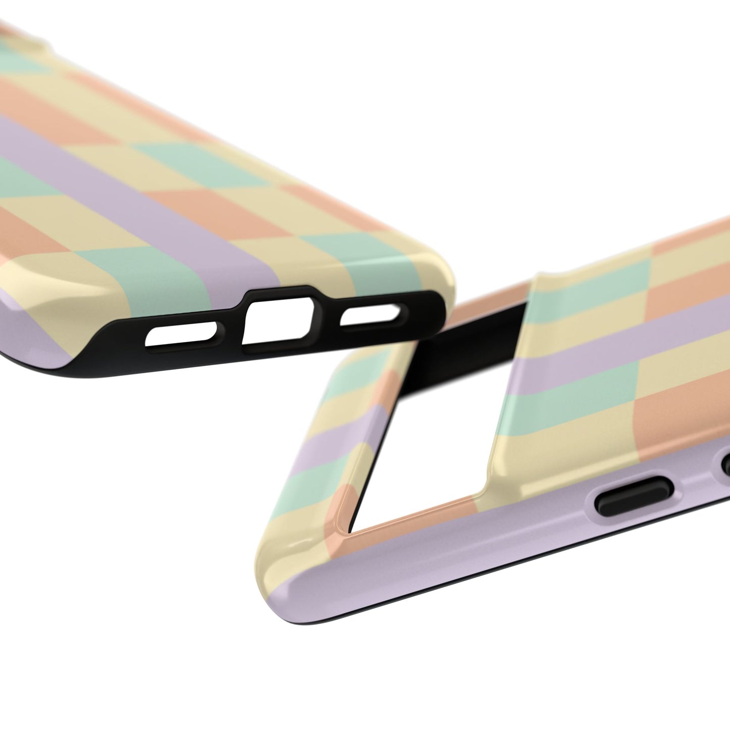 Pastel Checkered Phone Case — Retro Stripe Tough Case