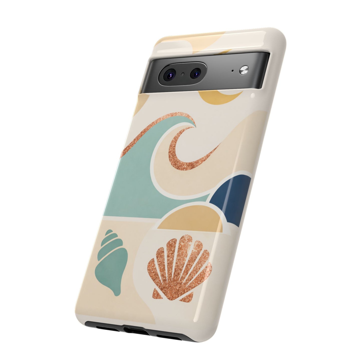 Sea Breeze Tough Phone Case — Retro Waves & Shells Design