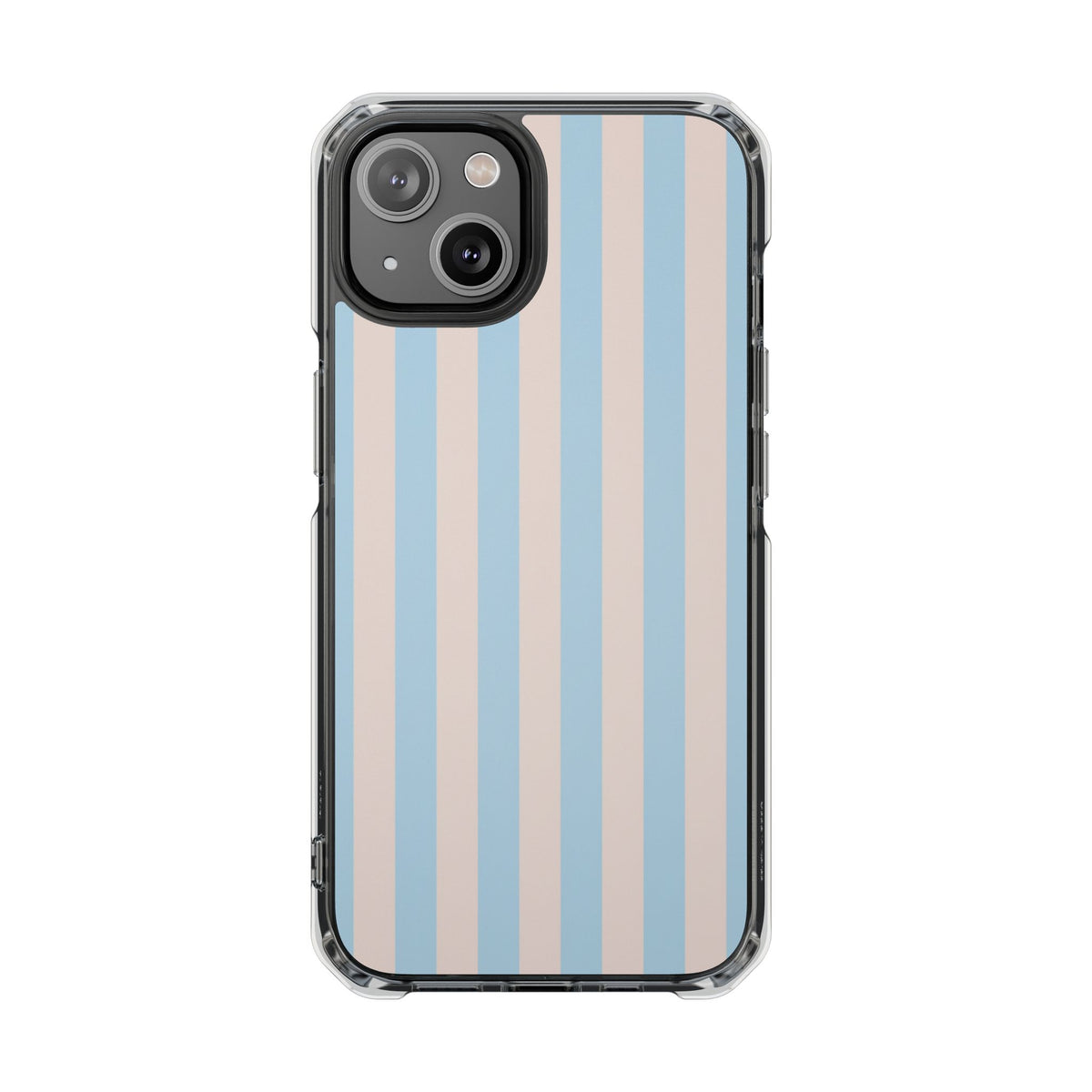 Striped Pastel Clear Phone Case — Blue & Peach Vertical Stripe Magnetic Impact Case