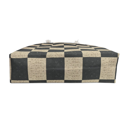 Checkerboard Weekender Bag — Vintage Black & Beige Travel Tote