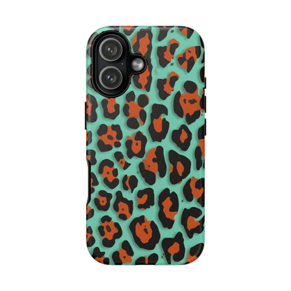 Teal & Rust Leopard Phone Case — Tough Protective Animal Print
