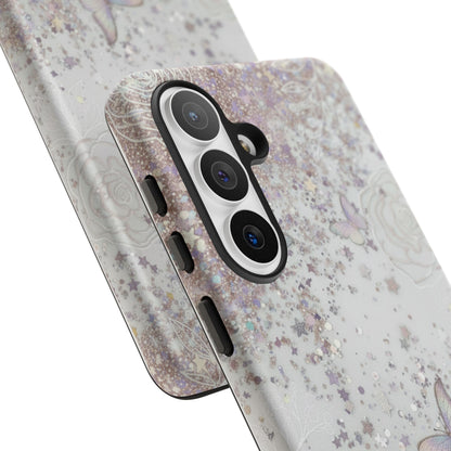 Butterfly Glitter Tough Phone Case — Floral Sparkle Protective Case