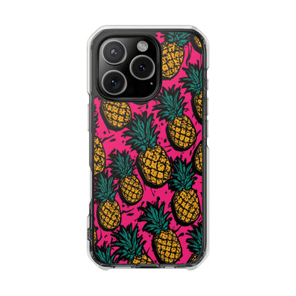 Pineapple Pop Clear Magnetic Phone Case — Impact-Resistant Tropical Design