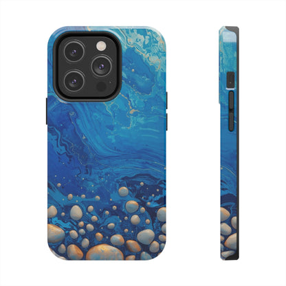 Blue Ocean Pebble Tough Phone Case — Protective Artistic Marble Design