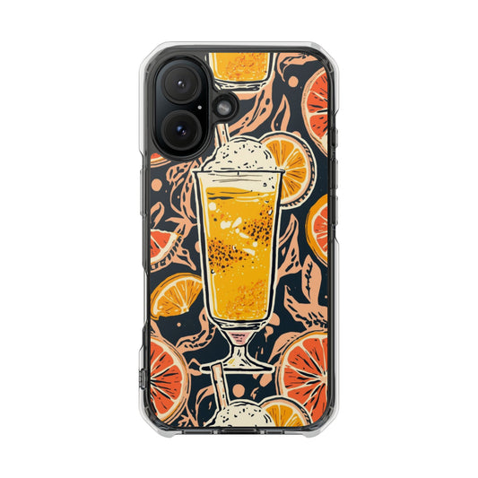 Clear Magnetic Phone Case — Citrus Beer Glass Design