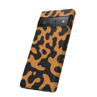 Leopard Print Phone Case — Orange & Black Tough Pattern Protective Cover
