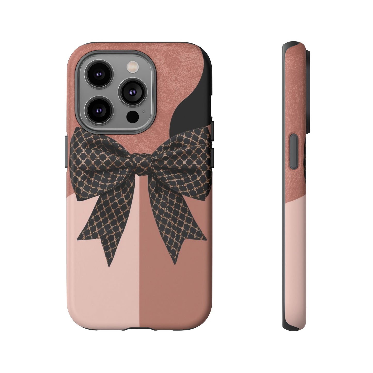 Bow Stripe Tough Phone Case – Pink Mauve Protective Cover