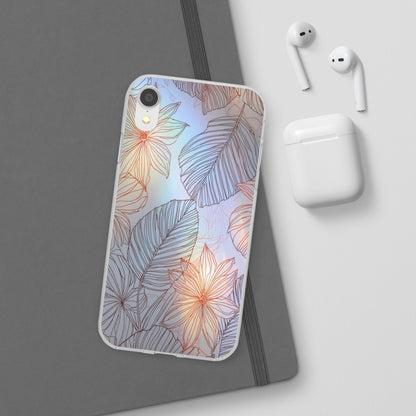 Floral Holographic Phone Case — Iridescent Leaves & Flowers Flexi Case