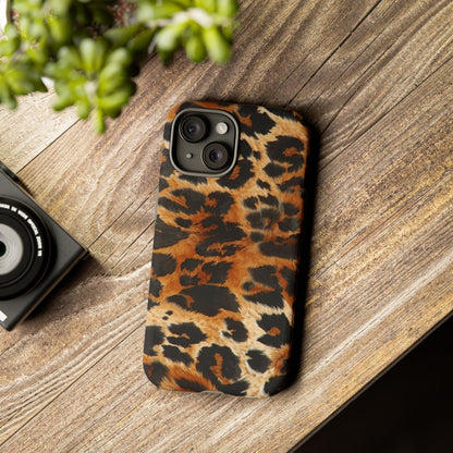 Leopard Print Tough Phone Case – Rugged Protective iPhone Cover