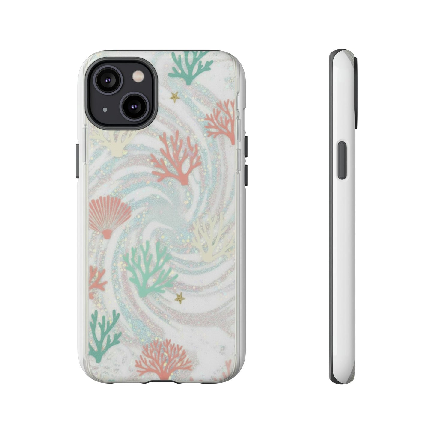 Seafoam Coral Tough Phone Case - Pastel Ocean Wave Design