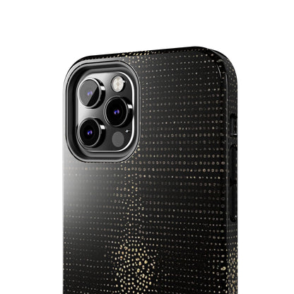 Tough Phone Case — Black Textured Metallic Dot Shield