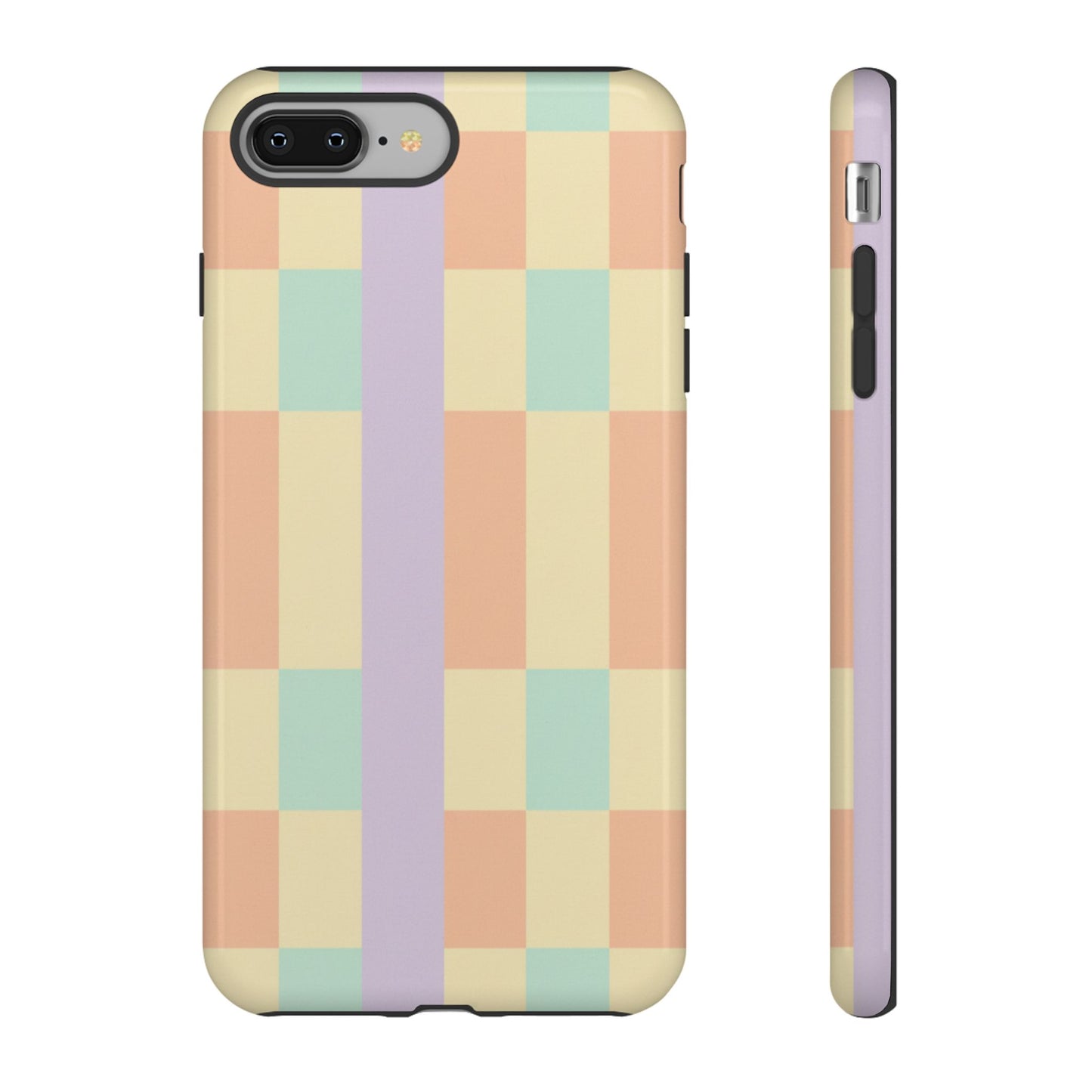 Pastel Checkered Phone Case — Retro Stripe Tough Case