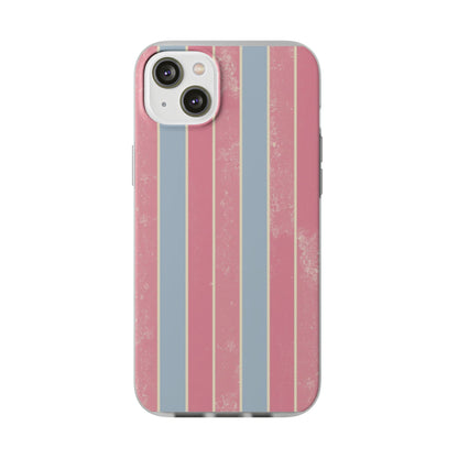 Striped Pink & Blue Phone Case — Retro Pastel Flexi Case