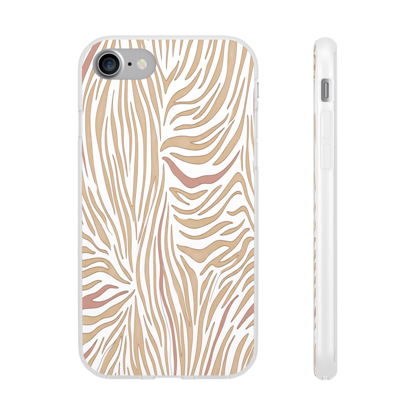 Neutral Zebra Print Flexi Case — Beige & Rose Gold Animal Pattern Phone Cover