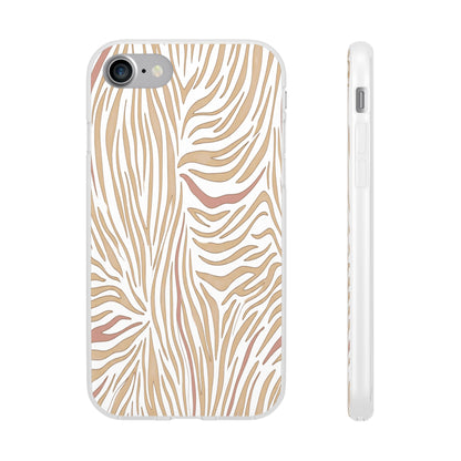 Neutral Zebra Print Flexi Case — Beige & Rose Gold Animal Pattern Phone Cover