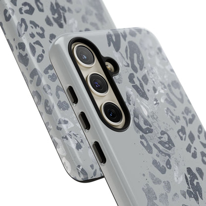 Gray Leopard Print Tough Phone Case