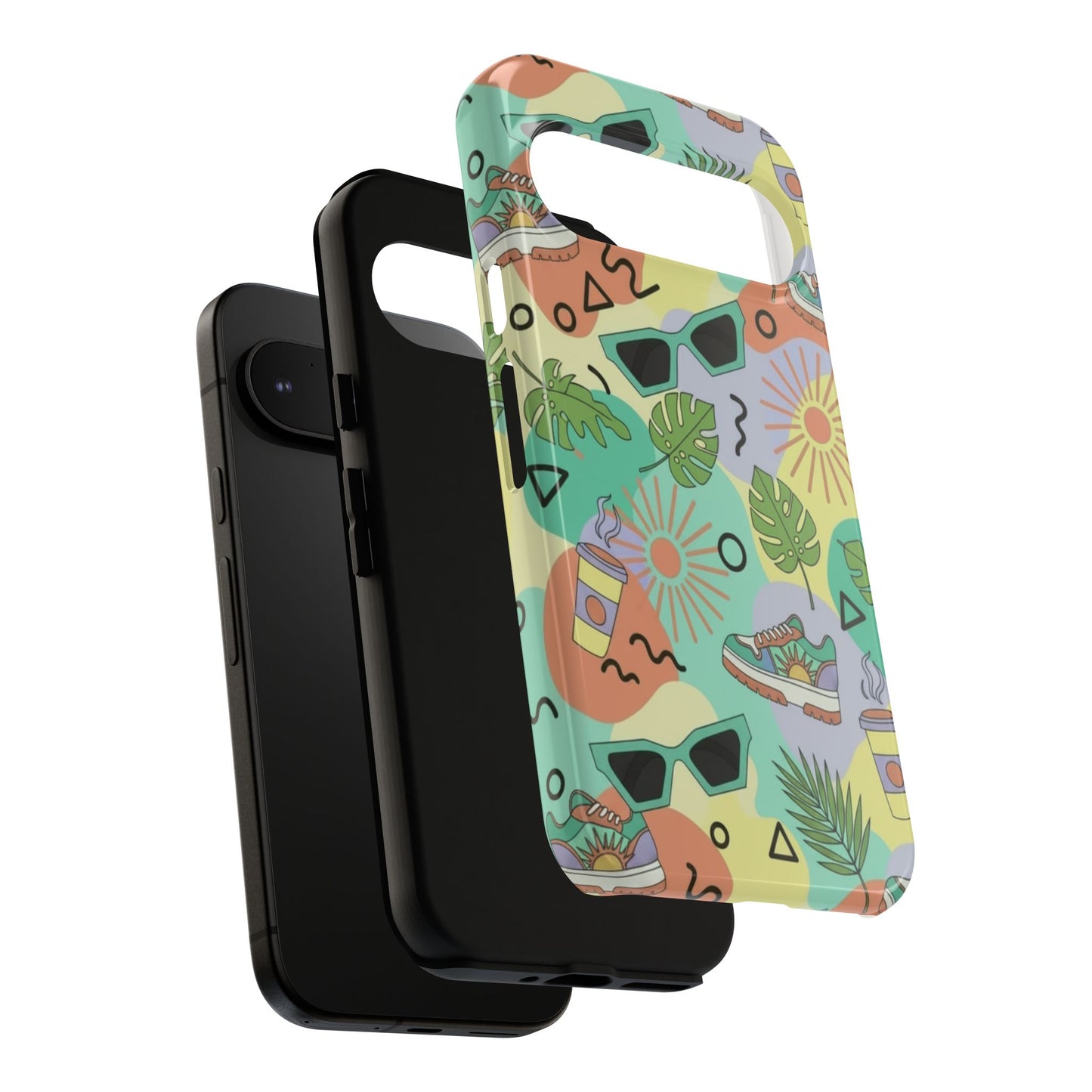 Tropical Summer Phone Case — Retro Sunglasses, Sneakers & Palm Pattern